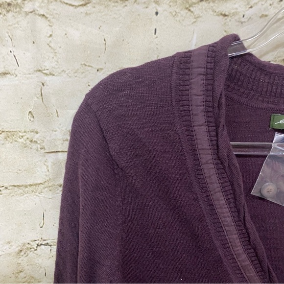 NWT Eddie Bauer Purple Cotton V Neck Cardigan Sweater - Picture 2 of 5